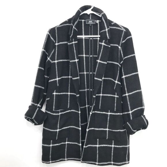 HAVE LA Black White Windowpane Plaid Soft Structure Blazer Jacket - Picture 1 of 16